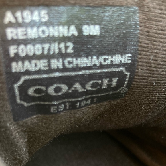 Coach Remmona Tennis Shoe Sporty Sneakers Brown Signature Logo Print Brown Suede - Picture 16 of 17